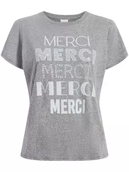 Cinq A Sept футболка из хлопка с принтом Merci, серый