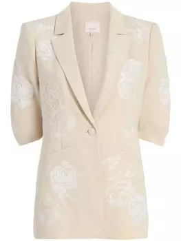 Cinq A Sept пиджак с короткими рукавами и цветочной вышивкой, нейтральный цвет