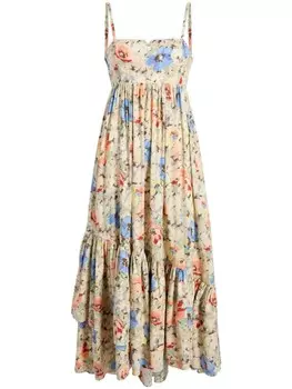 Cinq A Sept платье Hailey с принтом Painted Garden, белый