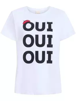 Cinq A Sept усохшая футболка Oui Oui Oui, белый