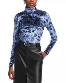 Cinq Sept Мини-прохладный топ с воротником-гвоздиком и гвоздикой, синий