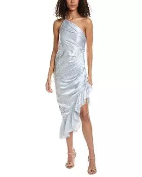 Cinq Sept Шелковое платье миди Christel, синий