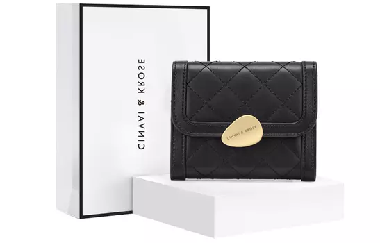 CinvaiKrose Кошелек-клатч Simvay Clos из синтетической коровьей кожи с зажимом для денег, стандартный, женский, черный/коричневый/бежевый