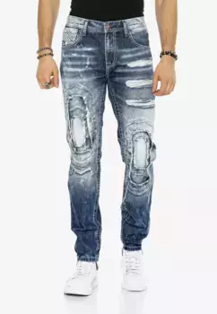 Cipo & Baxx Удобные джинсы необычного многослойного дизайна, синий