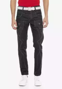 Cipo & Baxx Удобные джинсы с контрастными декоративными швами, черный