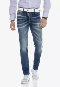 Cipo & Baxx Удобные джинсы с модными поношенными элементами, синий