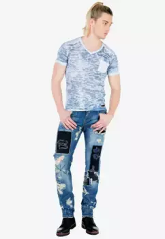 Cipo & Baxx Удобные джинсы в стильном потертом виде, синий