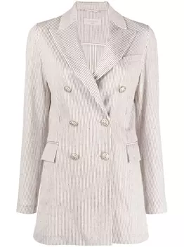 Circolo 1901 двубортный блейзер в полоску, коричневый