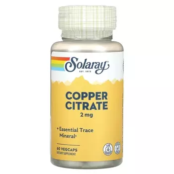 Цитрат меди Solaray, 60 растительных капсул