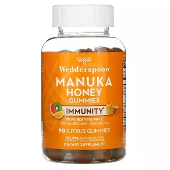 Цитрусовые Жевательные Конфеты для Иммунитета Wedderspoon Manuka Honey, 90 конфет