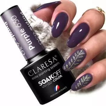 Claresa Purple 630 Hybrid Nail Polish Hybrid Dark Purple Puderek