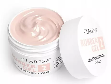 Claresa Rubber Gel 2, Наращивающий гель для наращивания ногтей, теплый светло-розовый, 90г