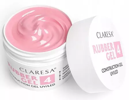 Claresa, Rubber Gel 4, Наращивающий гель для среднего наращивания ногтей, малиновый розовый, 90г
