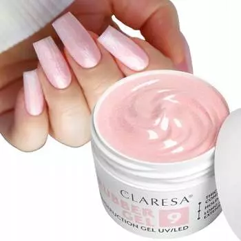 Claresa Rubber Gel 9 Густой строительный гель с тиксотропией розовый с частицами 45 г Puderek