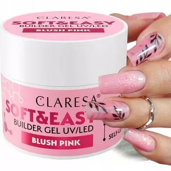 Claresa Soft & Easy Nail Builder Gel с тиксотропией, румяна, розовый, 90 г Puderek