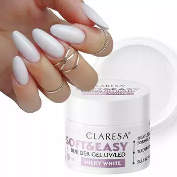 Claresa Soft & Easy Nail Builder Gel с тиксотропией, молочно-белый, 12 г Puderek
