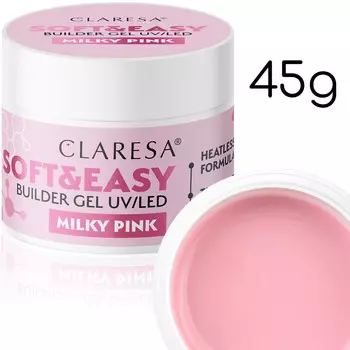 Claresa, Строительный гель Soft&easy молочно-розовый, 45 г