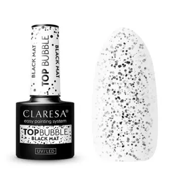 Claresa, Top Bubble Black Mat No Wipe, матовый топ (без вытирания) с черными частицами, 5 г