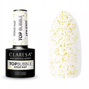Claresa, Top Bubble Gold Mat No Wipe, Матовый топ (без вытирания) с золотыми частицами, 5 г