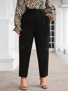 Clasi Женские джинсовые брюки больших размеров, однотонные Shein, черный