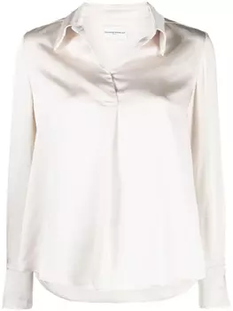 Claudie Pierlot атласная блузка с отложным воротником, нейтральный цвет