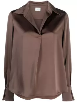 Claudie Pierlot атласная блузка с V-образным вырезом, коричневый