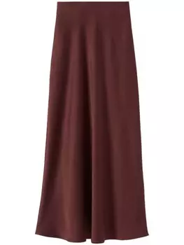 Claudie Pierlot атласная юбка макси в стиле комбинезона, коричневый