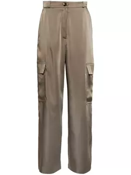 Claudie Pierlot атласные брюки прямого кроя, зеленый