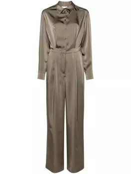 Claudie Pierlot атласный комбинезон с широкими брюками, зеленый