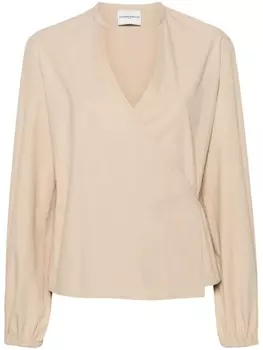 Claudie Pierlot блузка с запахом и V-образным вырезом, нейтральный цвет