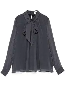 Claudie Pierlot блузка в клетку с завязкой на шее, синий