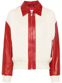 Claudie Pierlot бомбер со вставками в рубчик, нейтральный цвет