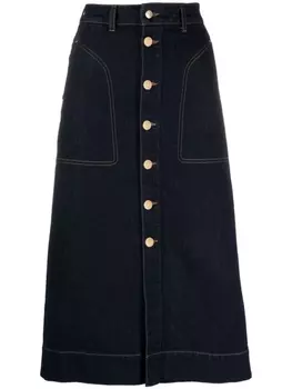 Claudie Pierlot джинсовая юбка миди с завышенной талией, синий
