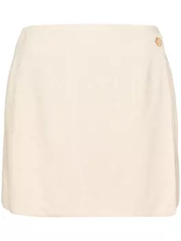 Claudie Pierlot фактурная юбка мини с запахом, нейтральный цвет