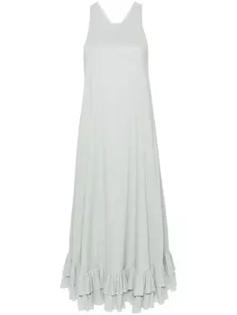 Claudie Pierlot платье макси из органического хлопка с оборками, зеленый