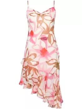 Claudie Pierlot платье миди асимметричного кроя с цветочным принтом, белый