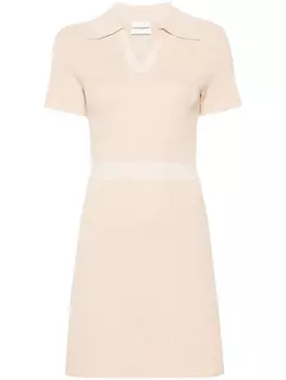 Claudie Pierlot платье мини из ткани пике с воротником поло, нейтральный цвет