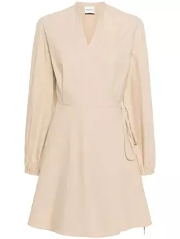 Claudie Pierlot платье мини с V-образным вырезом и запахом, нейтральный цвет