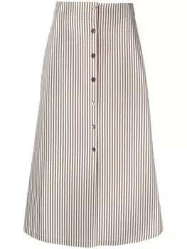 Claudie Pierlot полосатая юбка миди А-силуэта, коричневый