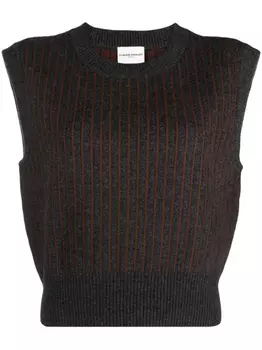 Claudie Pierlot полосатый топ с круглым вырезом, серый