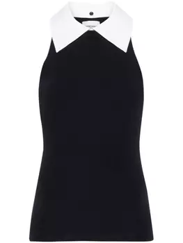 Claudie Pierlot топ с контрастным воротником, синий