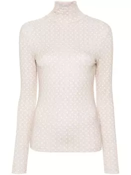 Claudie Pierlot топ с высоким воротником и логотипом, нейтральный цвет