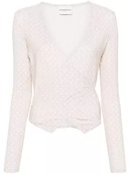 Claudie Pierlot топ с запахом и логотипом, нейтральный цвет