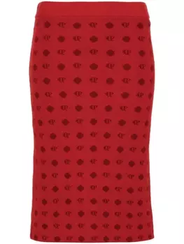 Claudie Pierlot юбка миди с логотипом, красный