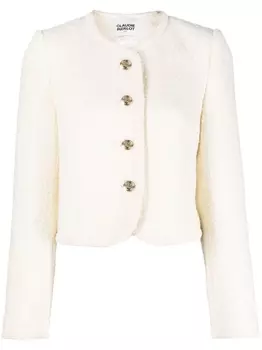 Claudie Pierlot укороченный твидовый жакет, нейтральный цвет