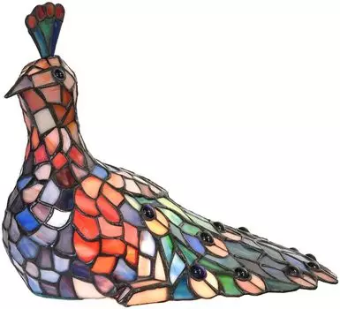 Clayre & Eef Tiffany Настольная лампа Павлин 30x16x30 см Синий Зеленый Стекло Clayre&Eef