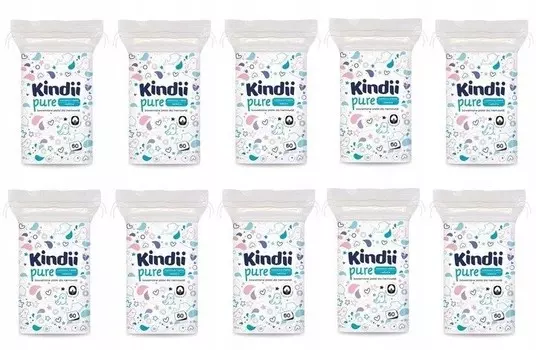 Cleanic Kindii Baby Sensitive косметические детские хлопья (60 штук) х 10 упаковок
