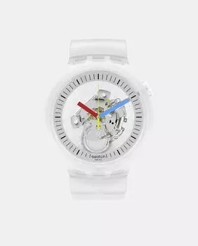 Clearly Bold SB01K100 Белые силиконовые мужские часы Swatch, белый