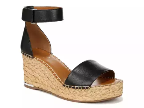 Clemens Espadrille Wedge Сандалии Franco Sarto, Black Leather