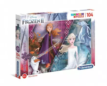 Clementoni, пазл Disney, Frozen 2, с блестками, 104 шт.
